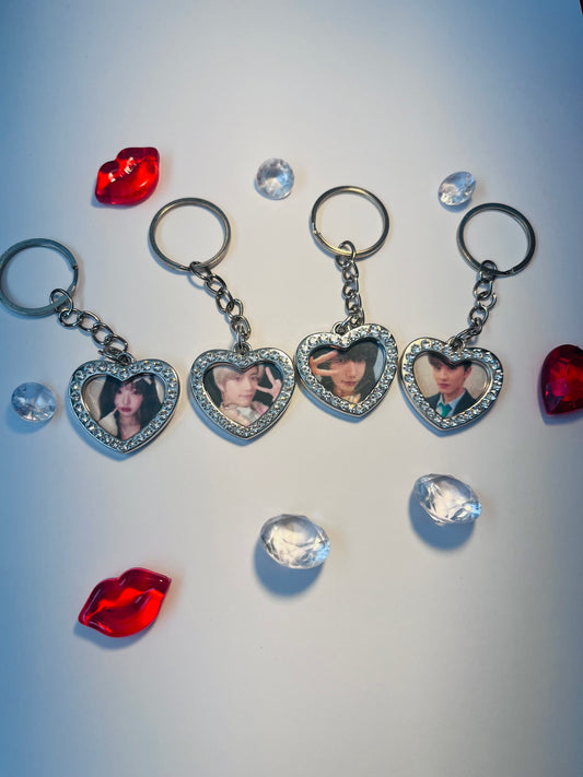 Rhinestone Heart Collection Keychains